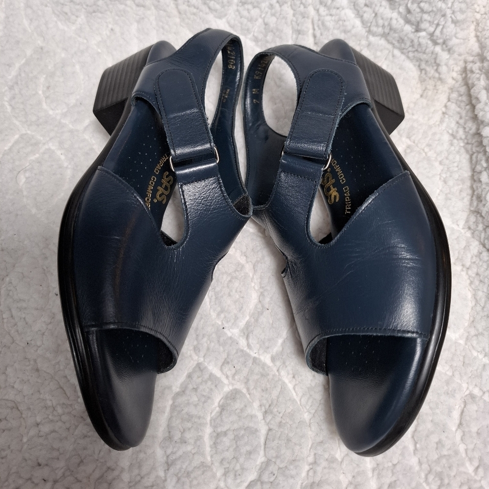 SAS Women's Tripad Comfort Sandals Leather Navy Blue Adjustable Size 7 - Picture 5 of 9